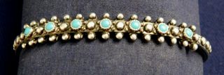 Native American Design Sterling Faux Turquoise Manufactured Vintage Bracelet