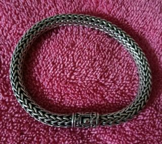 Vintage Handmade Woven Wheat Chain Bali Hardy Style Sterling Bracelet 35 Grams