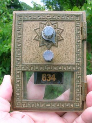 Ten Vintage Bronze 3.  5 X 5 Combination Post Office Lock Box Doors Various Dates 4