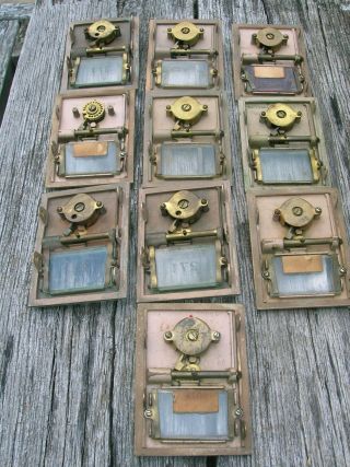 Ten Vintage Bronze 3.  5 X 5 Combination Post Office Lock Box Doors Various Dates 5