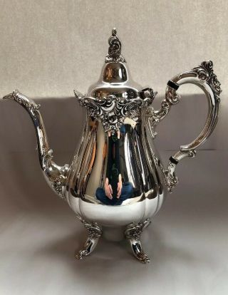 Wallace Silversmiths 282 Baroque Coffee Teapot Ornate Applied Scroll U.  S.  A