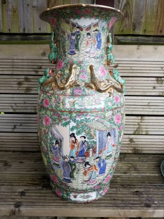 Antique Large Chinese Impressive Famille Rose Vase 61cm Tall