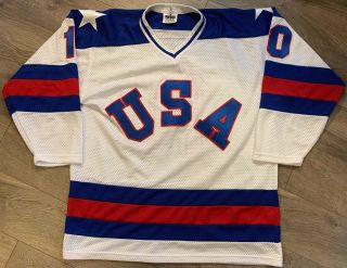 Vtg Mark Johnson Usa Hockey Norcon Miracle On Ice Jersey L Nhl Olympics 1980
