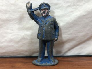 Old House Find Vintage 1940’s Die - Cast Pot Metal Cop Police Officer Toy Figurine