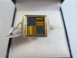 Wonderful Vintage 9ct Gold Square Tigers Eye Ring,  Lon 1978 Uk Size P 5.  1g
