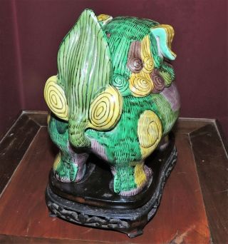 Antique Chinese Porcelain Fu Foo Dog Incense Burner Figurine Statue Carved Base 4