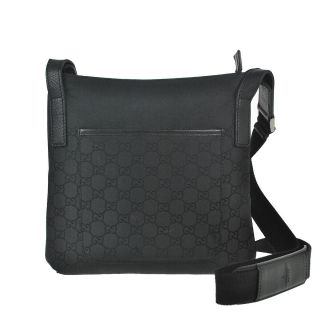 H29 Gucci Authentic Shoulder Bag Messenger Cross Body Tote Vintage Black Nylon
