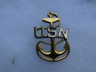 Us Navy Usn Cpo Chief Petty Officer Hat Sterling Silver Acid Test Badge Pin