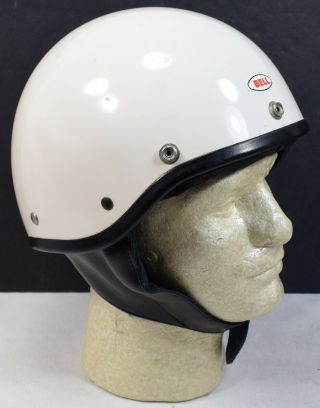 Vintage Bell Toptex White Motorcycle Half Helmet,  Snell 1962 Label,  Size 7 1/4
