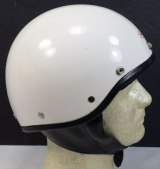 Vintage Bell Toptex White Motorcycle Half Helmet,  Snell 1962 Label,  Size 7 1/4 2