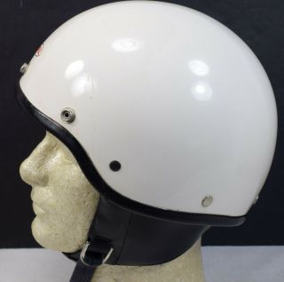 Vintage Bell Toptex White Motorcycle Half Helmet,  Snell 1962 Label,  Size 7 1/4 3