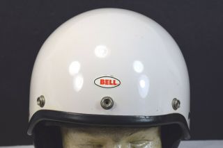 Vintage Bell Toptex White Motorcycle Half Helmet,  Snell 1962 Label,  Size 7 1/4 5