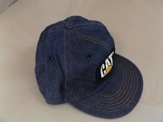 Vintage CAT Caterpillar Patch Denim Snapback Trucker Hat Cap U.  S.  A.  NOS ? 2