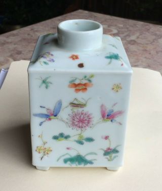 Antique Chinese Export Famille Rose Porcelain Tea Caddy C 1890