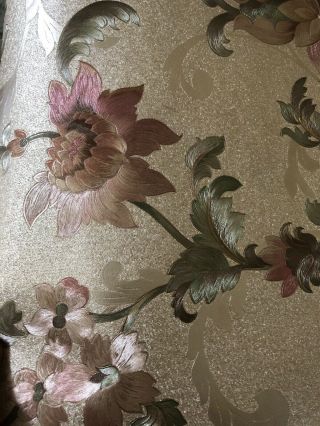 2,  Vtg Mirage wallcovering wallpaper pre pasted sheet vinyl 56 sq.  ft.  gold floral 5