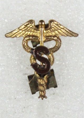 Army Collar Pin: " S " Sanitary Corps,  Wwii Era Medical - Painted Letter