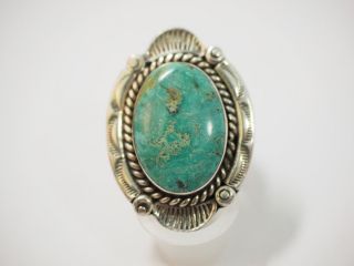 Ladies Navajo Turquoise Ring Size 9 Sterling Silver Signed
