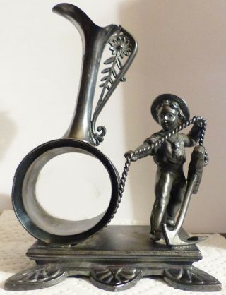 Scarce Victorian Sp Reed & Barton Sailor Boy Napkin Ring Bud Vase