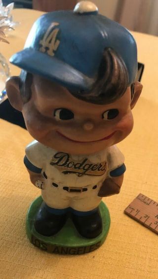 Vintage 1960’s Los Angeles Dodgers Mlb Baseball Nodder Green Base Bobblehead