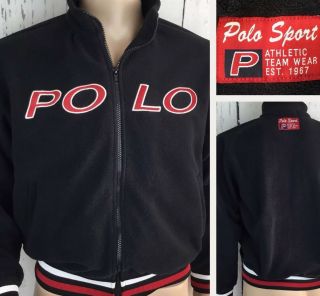 Vintage Polo Ralph Lauren Sport Fleece Jacket 90s Spell Out Stadium S 92 93 Usa