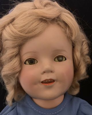 Ideal Shirley Temple Curly Top Blue Dress 13” Vintage Composition Doll