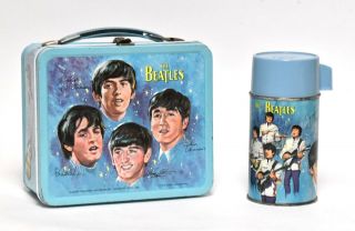 Vintage Beatles Metal Lunchbox With Thermos By Aladdin Very Good Cond.