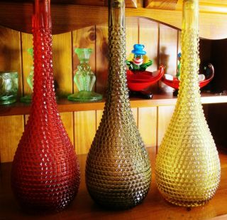 Rare Colour Toffee Retro Vintage Italian Art Glass Genie Bottle Decanter