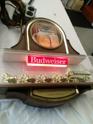 Vintage Budweiser Beer Champion Clydesdale Horse Team Lighted Sign