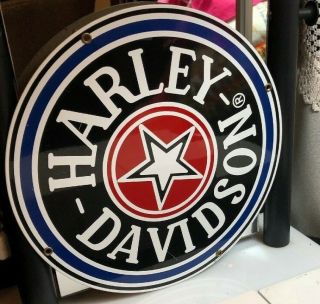 Vintage Harley Davidson Motorcycle Porcelain Gas Service Station Pump Sign