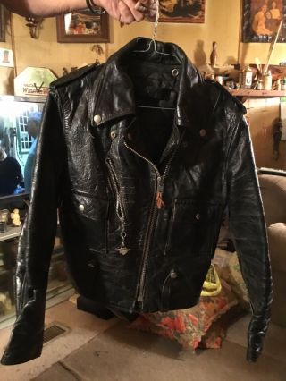 Vintage Ladies Black Leather Jacket,  Harley - Davidson,  Size 36