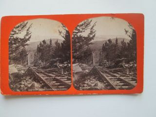 Rare,  1870s - 1880s,  " 212 Tramway From Penobscot Mine - -.  " Stereoview,  T H Rutter