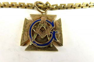 Antique Waltham pocket watch with Masonic symbols and Masonic chain 1928 5