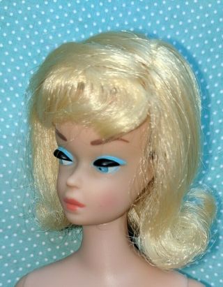 Vintage Barbie American Girl Side Part Platinumblonde Fashion Queen Wig Rare/htf
