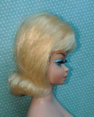 Vintage Barbie American Girl side part PlatinumBlonde Fashion Queen Wig RARE/HTF 5