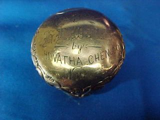 19thc GOLD Filled PRESENTATION CANE KNOB From HIAWATHA Chemical FIRE Dept No 4 2