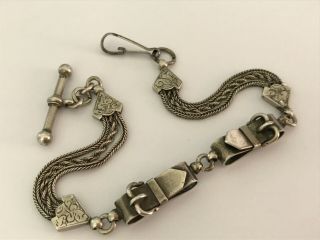 Antique Victorian 1890’s Silver Ladies Watch Chain Bracelet.  8 3/4”