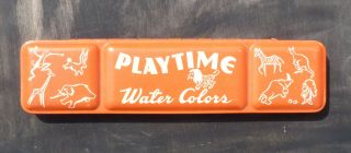 Vintage Binney & Smith Playtime Water Colors No.  515 Litho Tin Made In Usa
