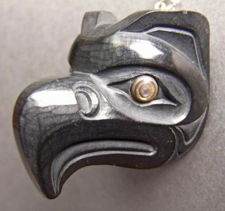 Rare Christian White Haida Argillite Raven Pendant Native Northwest Coast Nwc
