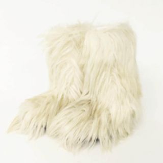 ⭕ 70s Vintage Italy White Long Goat Fur Boots 40 : Rave Bag Dress Jacket Leather