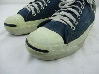 Vintage Converse Low Top Canvas Jack Purcell Blue Shoes Size 6 Made In Usa