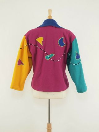 1980s CINDY OWINGS DESIGNS Vintage Colorful Wool Shawl Collar Jacket M 2