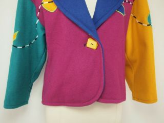 1980s CINDY OWINGS DESIGNS Vintage Colorful Wool Shawl Collar Jacket M 4