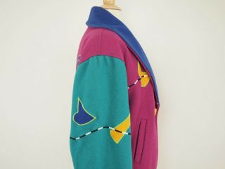 1980s CINDY OWINGS DESIGNS Vintage Colorful Wool Shawl Collar Jacket M 6