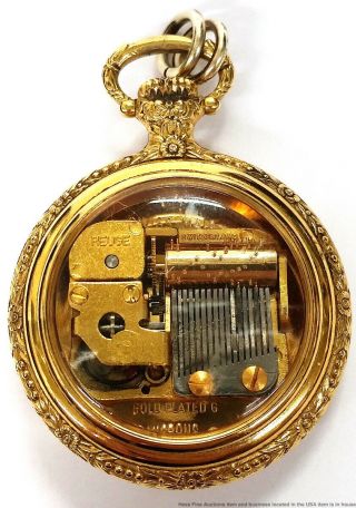Reuge Switzerland Vintage Key Wind Pocket Watch Music Box Pendant Stunning