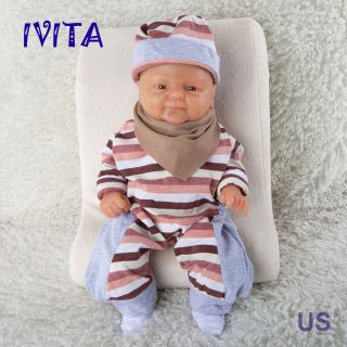 Ivita 14  Silicone Baby Doll Full Body Realistic Lifelike Baby Girl Toy 1650g