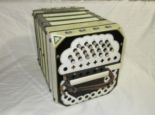 Vintage Antique Mother of Pearl Concertina Accordion w/ Carrying Case 7