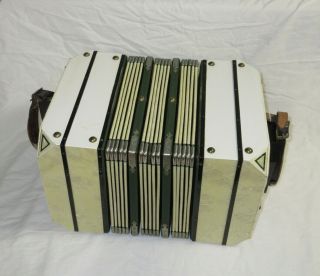 Vintage Antique Mother of Pearl Concertina Accordion w/ Carrying Case 8