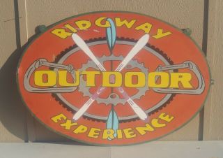 Vintage Outdoor Outfitter Sign,  From Ridgway Colorado,  2 Sided Aluminum,  36 X 52