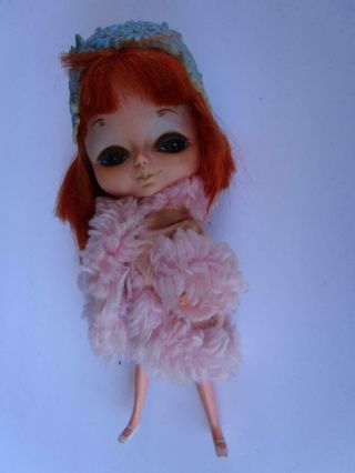 Vintage Kamar Japan Big Eye Red Hair Mona Doll Pre - Blythe Mod