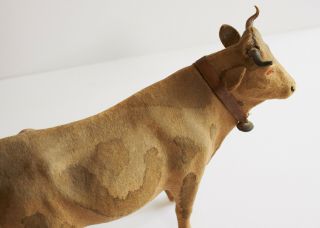 Antique felt cow pull toy with squeaker 7